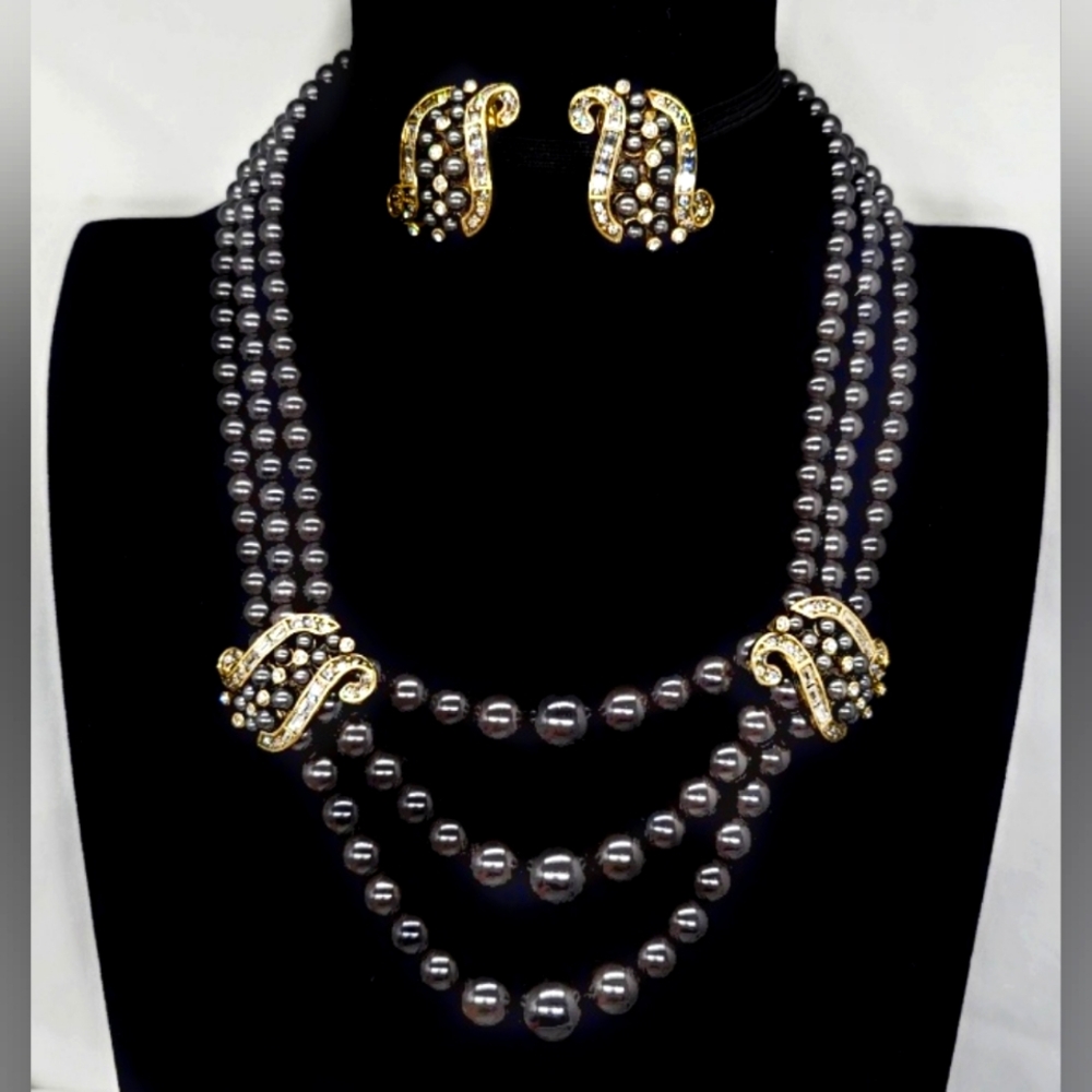 Heidi Daus necklace And Earrings Set - Tahitian.